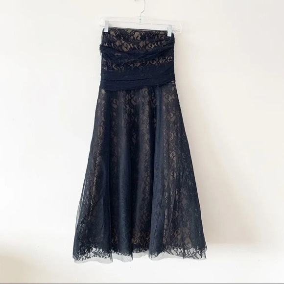 Jeffrey and Dara By Tom Barra Vintage Black Lace Cocktail Dress 8 Formal Retro - Picture 2 of 11